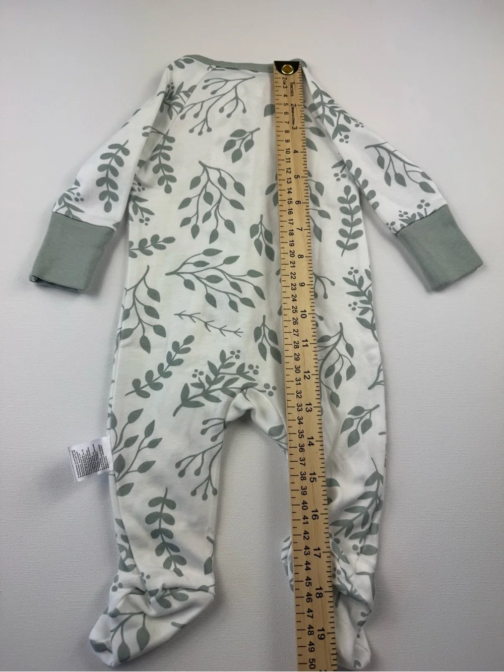 Newborn Baby Infant Cotton Double Zipper Footed Pajamas Nature Beige NB New Tags